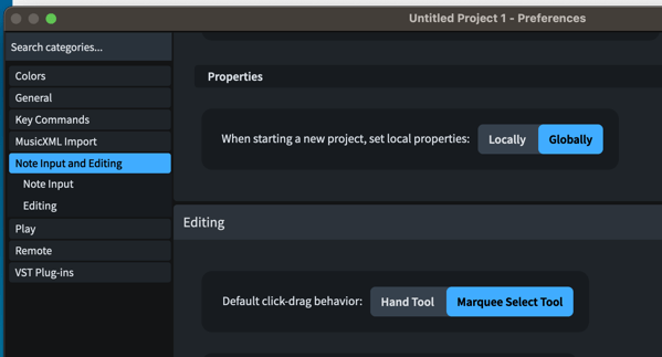 Properties - Set Local Setting